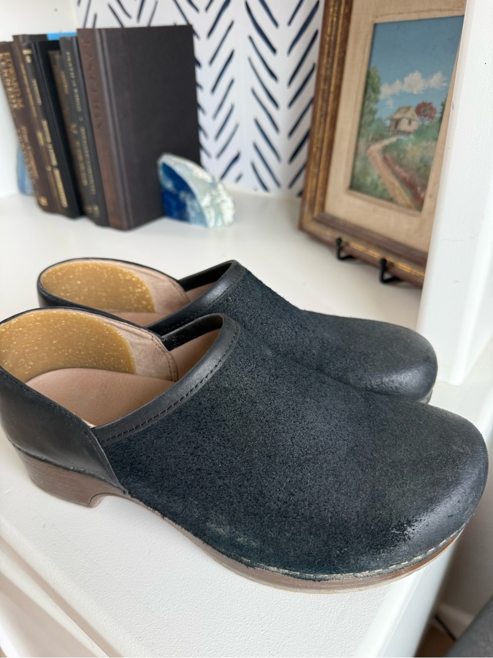 Dankso Women’s Black Suede Slip-On Clogs - size 39
